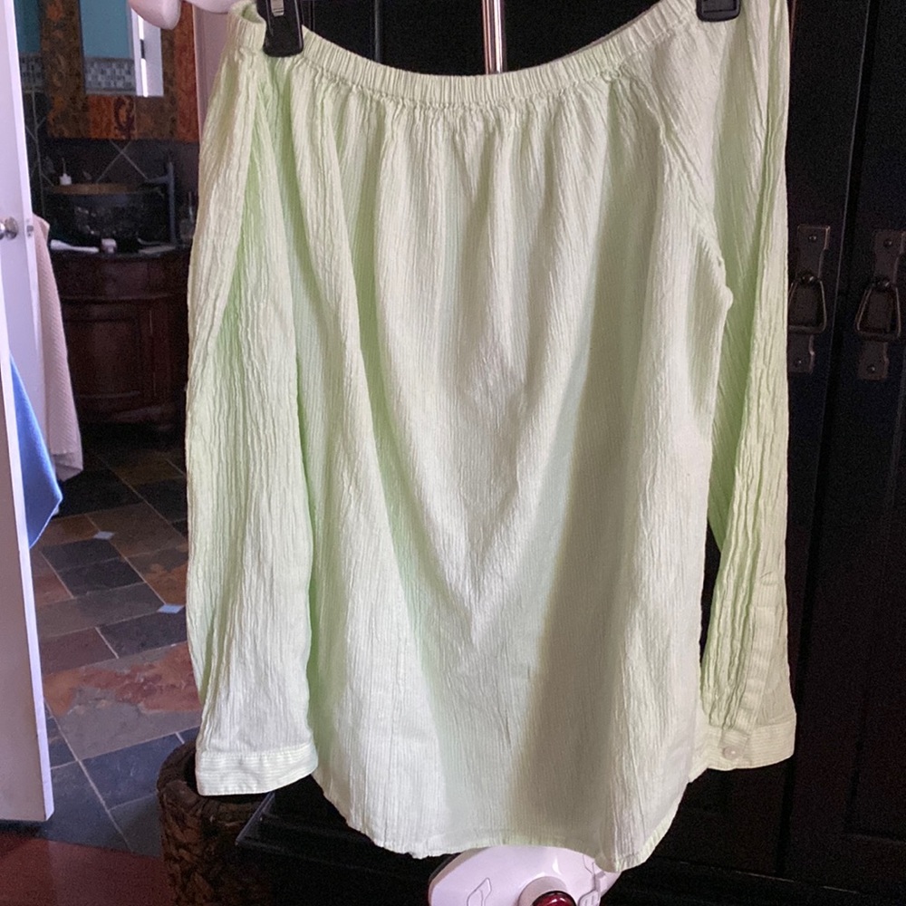 Lime Green Crown& Ivy Off Shoulder Long Sleeve Top